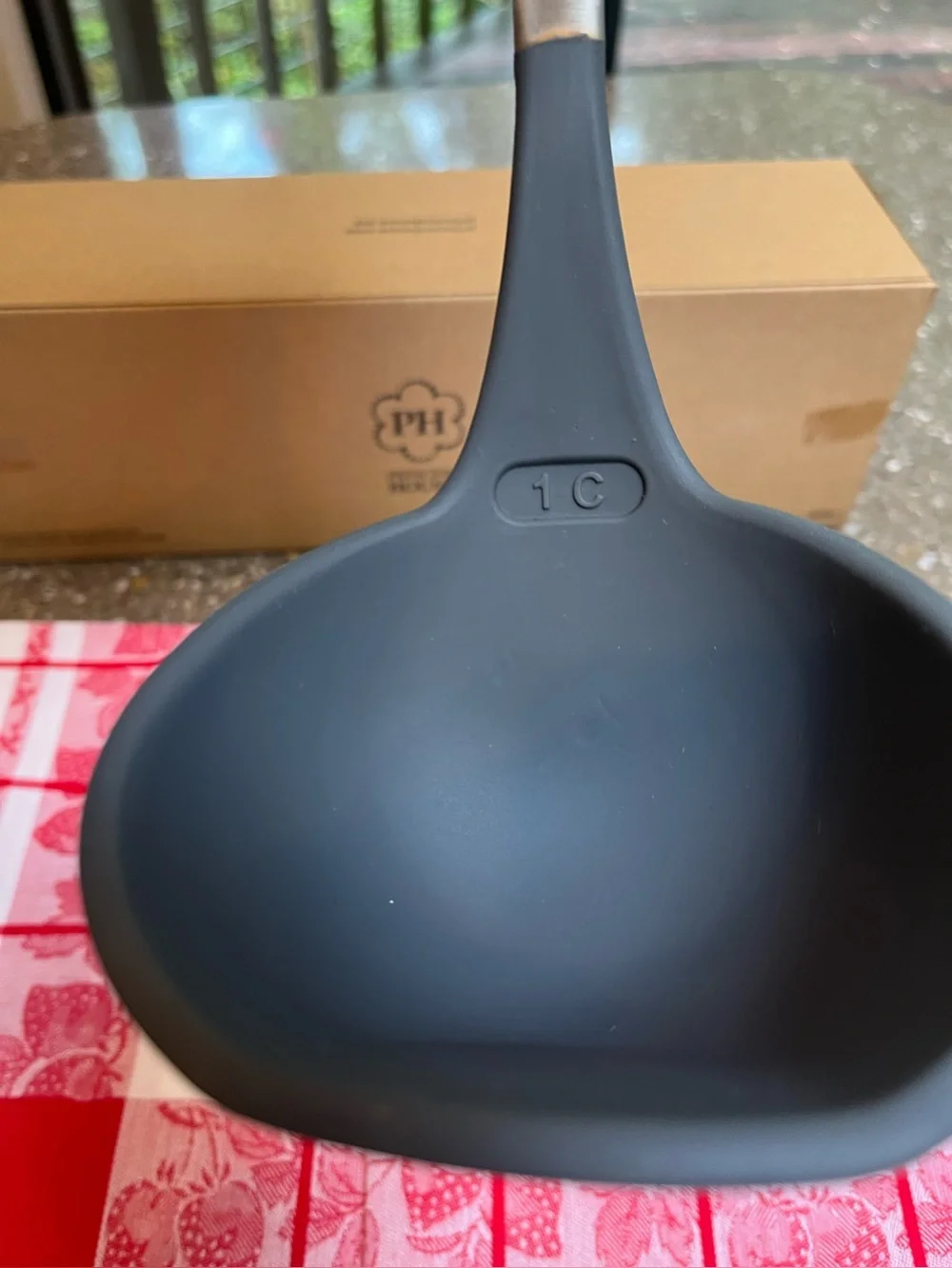 Princess House Gray Silicone Soup Ladle with Stainless Steel Handle